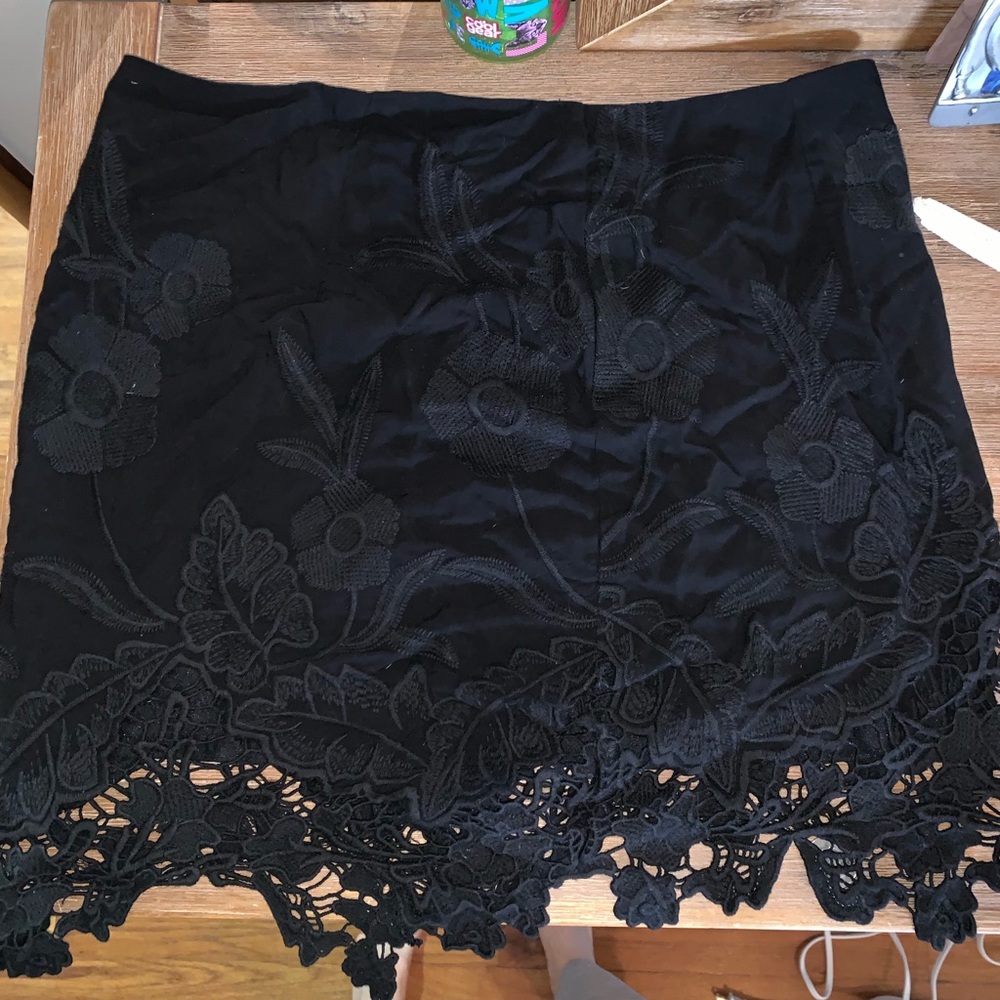 Black mini skirt floral lace detail
